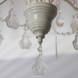 Antiqued White Jewelled Ceiling Chandelier