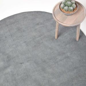 Hand Tufted Plain Cotton Round Rug - Grey / 150cm by Homescapes