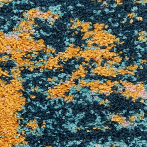 Blue Ochre Bold Distressed Abstract Shaggy Living Area Rug - Multicolour / 230cm by The Rug House