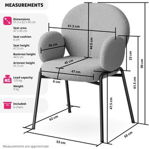 Dining Chair Scandi - Padded Boucle Cover, High Backrest by tectake