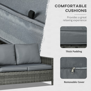 Outsunny 6 Seater Rattan Garden Furniture Set - Grey by Outsunny