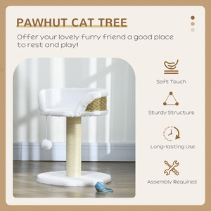 Pawhut Cat Tree Tower with Scratching Posts and Dangling Ball Perch - White by Pawhut