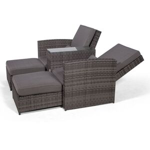 Nevada Double Reclining Rattan Sun Loungers Set - Grey by Giardino