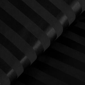 Satin Stripe Duvet Set - Black / Super King by OHS