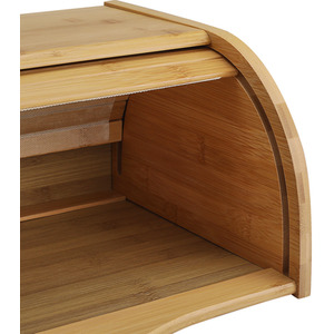 Bamboo Bread Bin with Rolling Lid - Wooden Colour by Livingandhome