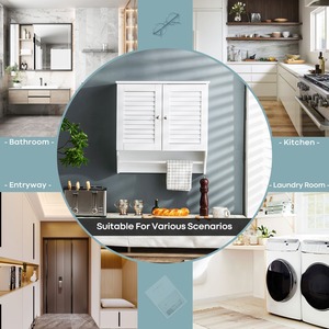 Double Louvered Doors Storage Cabinet - White by Costway