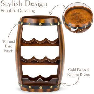 Wooden Barrel Wine 8 Bottle Holder - Brown by Christow