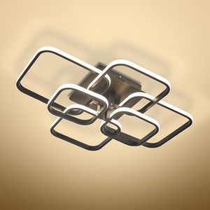 Square Black Frame Chandelier LED Ceiling Light - Black / 16cm / 120W by Livingandhome