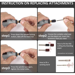 Cordless Rotary Tool DIY Engraving Kit - Grey