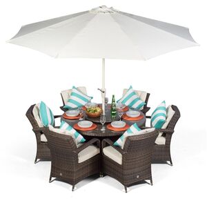 Arizona Round Rattan Patio Dining Set - Brown / 9 by Giardino