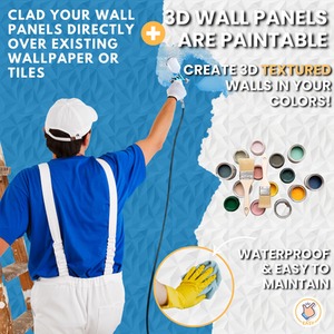 3D Wall Panels (50x50 cm) PVC Cladding Panel in 3D Diamond Design by NOVECRAFTO