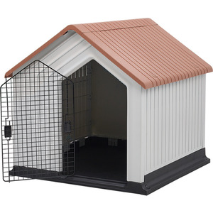 Waterproof Plastic Pet House with Roof Dog Kennel - Orange / 62cm by Livingandhome