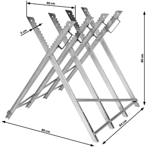 Sawhorse - steel with 4 stem holders, foldable with handles - Grey by tectake