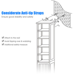 Bathroom Tall Cabinet Slim Freestanding Storage Organizer - Grey by Costway