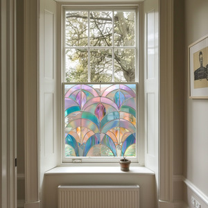 Alfedena Art Deco Stained Glass Privacy Window Film - Pink / 40cm by Creative Printing Solutions