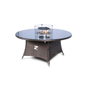 Savannah Fire Pit Round Rattan Patio Dining Set - Brown / 8 by Giardino