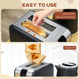 HOMCOM 1.7L Fast Boil Kettle and 2 Slice Toaster Set Sleek and Modern Design - Black by HOMCOM