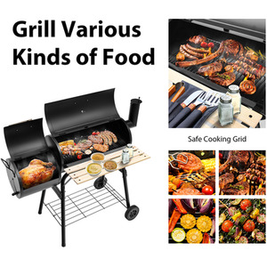 Outdoor BBQ Grill Charcoal Meat Cooker Smoker - Black by Costway