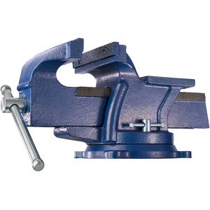 Bench Vice - cast iron, with anvil, rotatable, 2 locking screws - Blue / 15cm by tectake