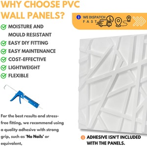 3D Wall Panels (50x50 cm) PVC Cladding Panel in Geometric Line Design by NOVECRAFTO