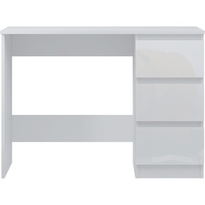 High Gloss White Dressing Table Desk With 3 Drawers - White by FWStyle