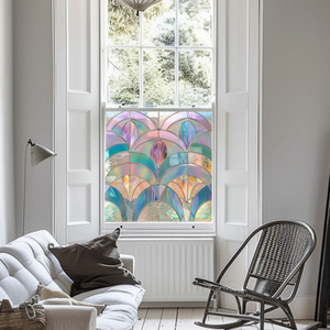 Alfedena Art Deco Stained Glass Privacy Window Film - Pink / 60cm by Creative Printing Solutions