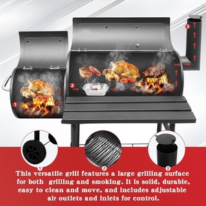 Large Charcoal BBQ Grill with Offset Smoker - Black by Alivio