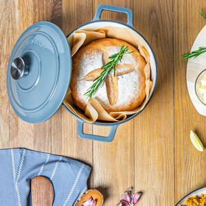 4.5L Cast Iron Enameled Casserole Dish Self Basting Dutch Oven - Slate Grey by Argon Tableware