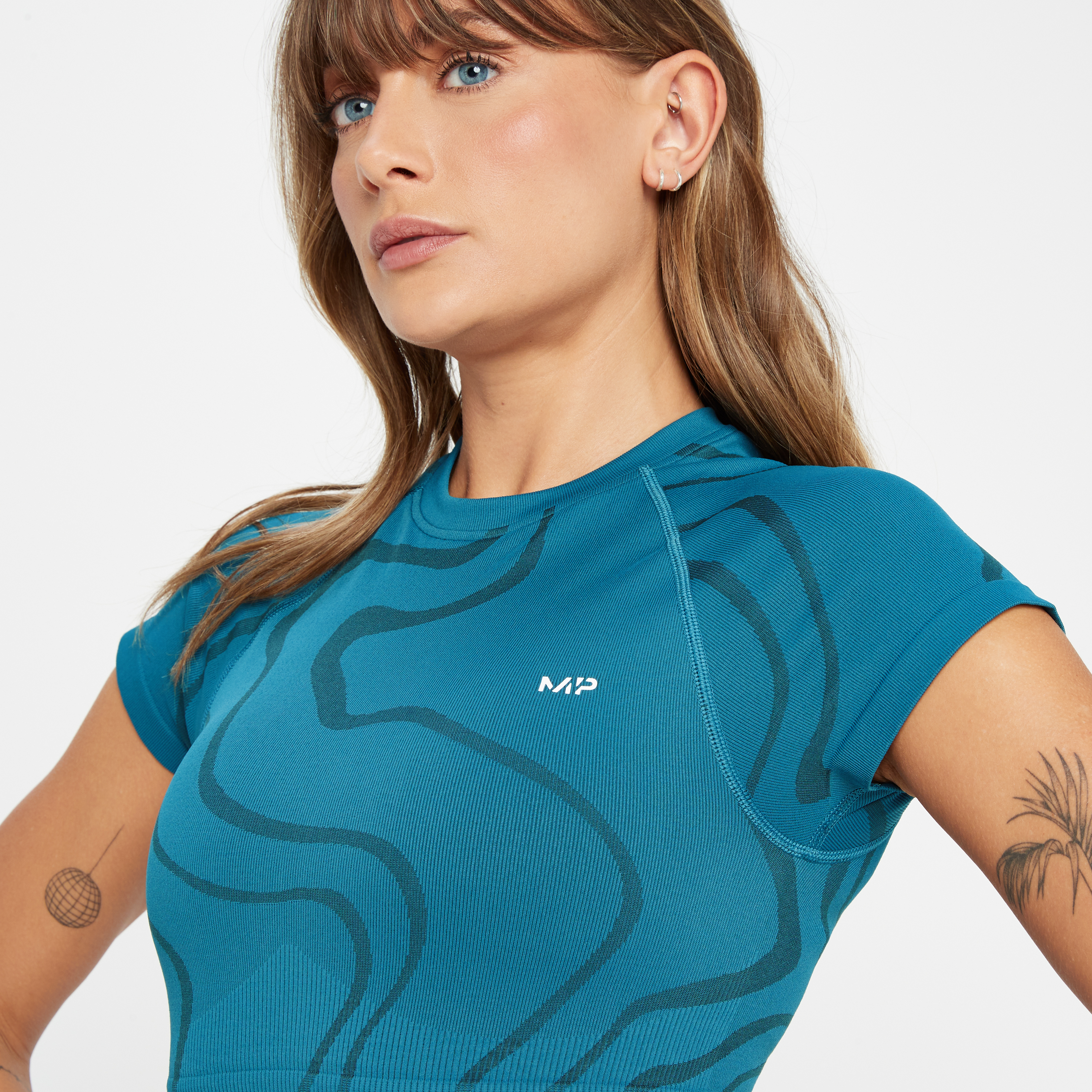 Myprotein MP Women's Tempo Wave Seamless Crop Top - Teal Blue