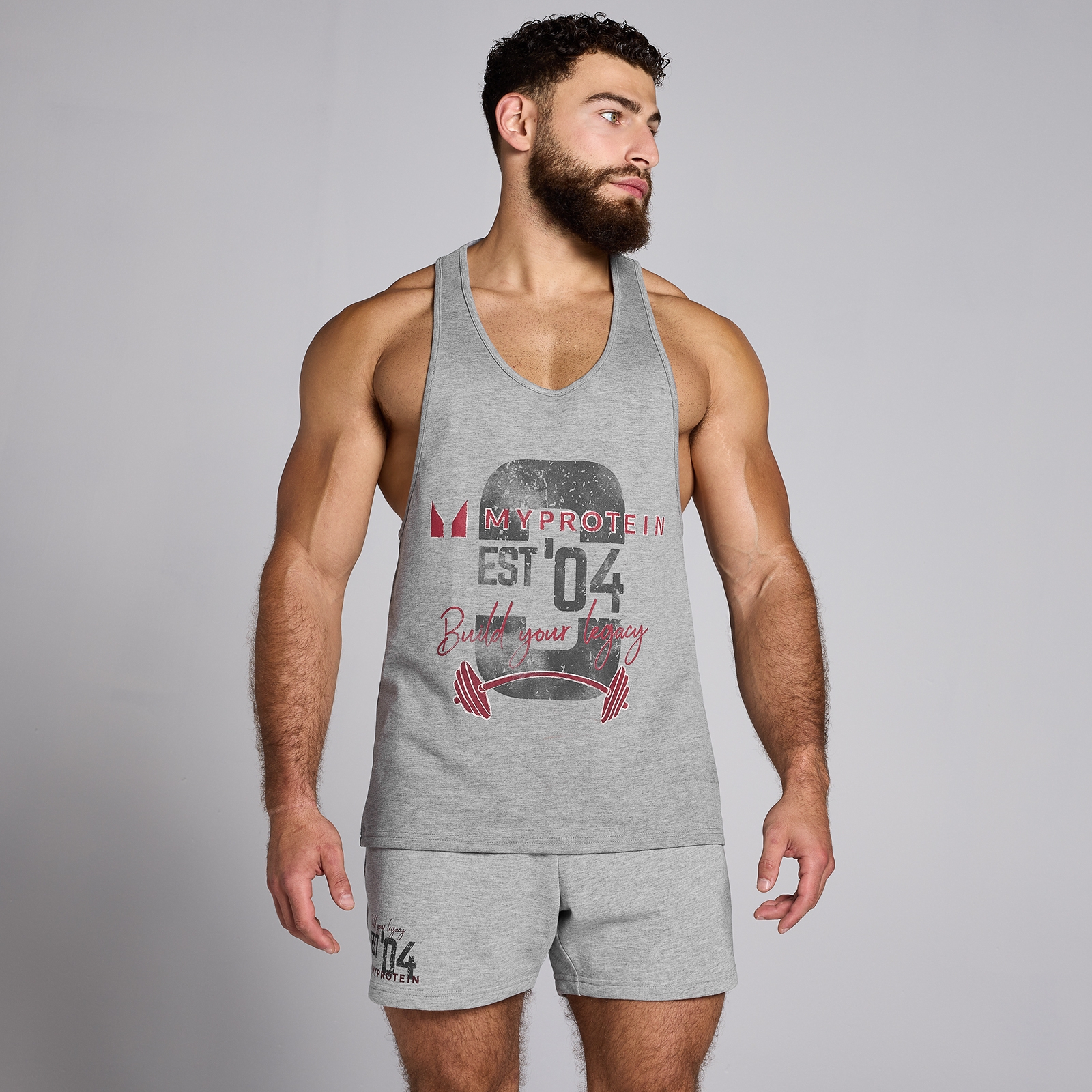 Myprotein MP Men's Origin Graphic Stringer - Grey Marl