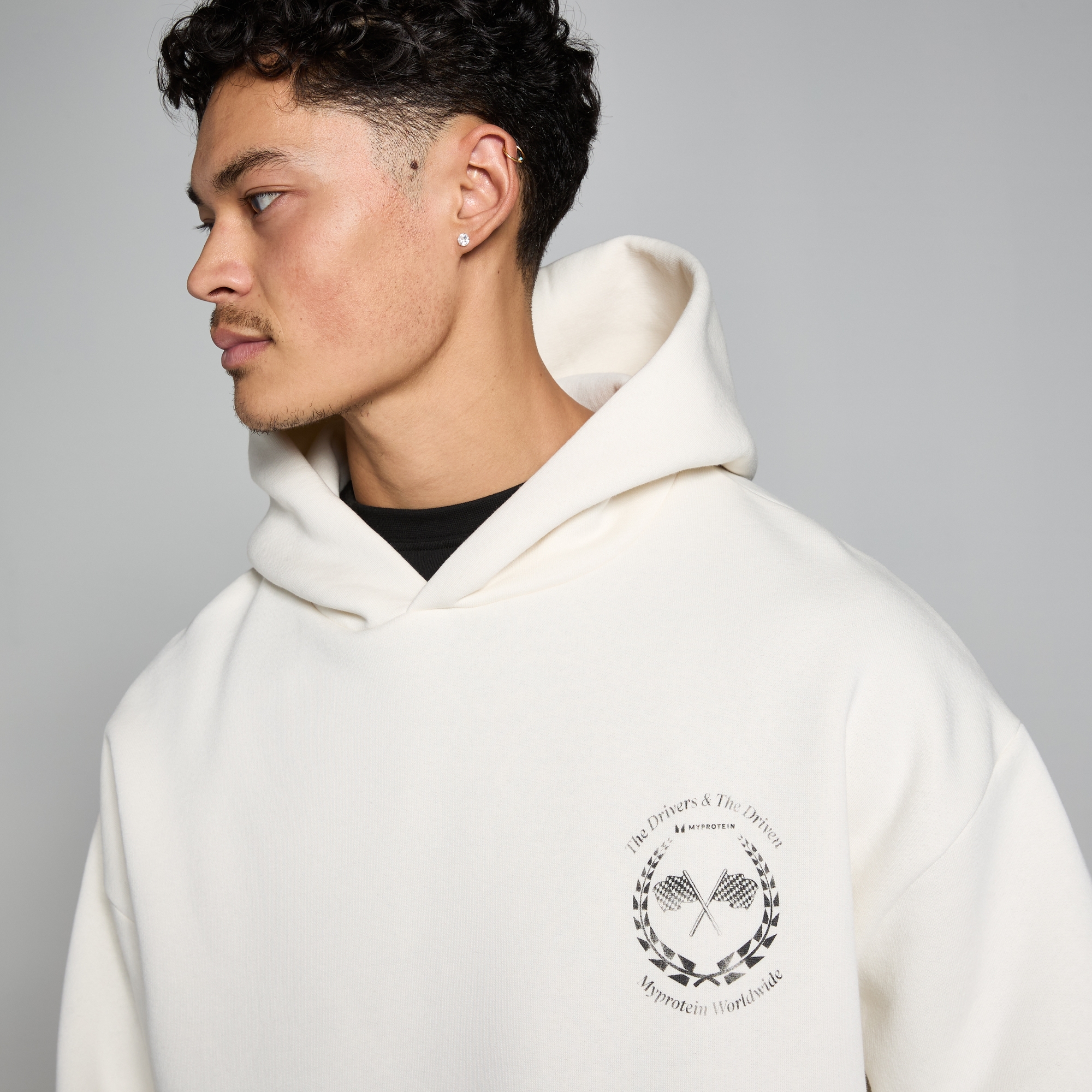 Myprotein MP Men's World Wide Graphic Hoodie - Natural Cream
