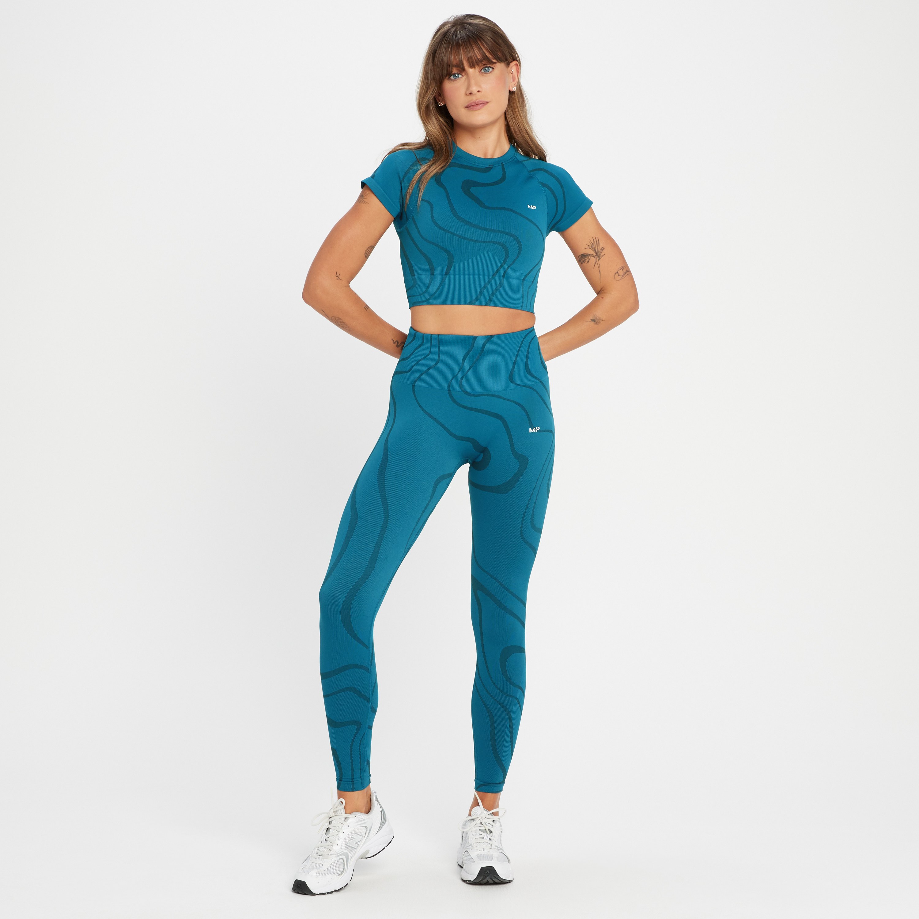 Myprotein MP Women's Tempo Wave Seamless Crop Top - Teal Blue