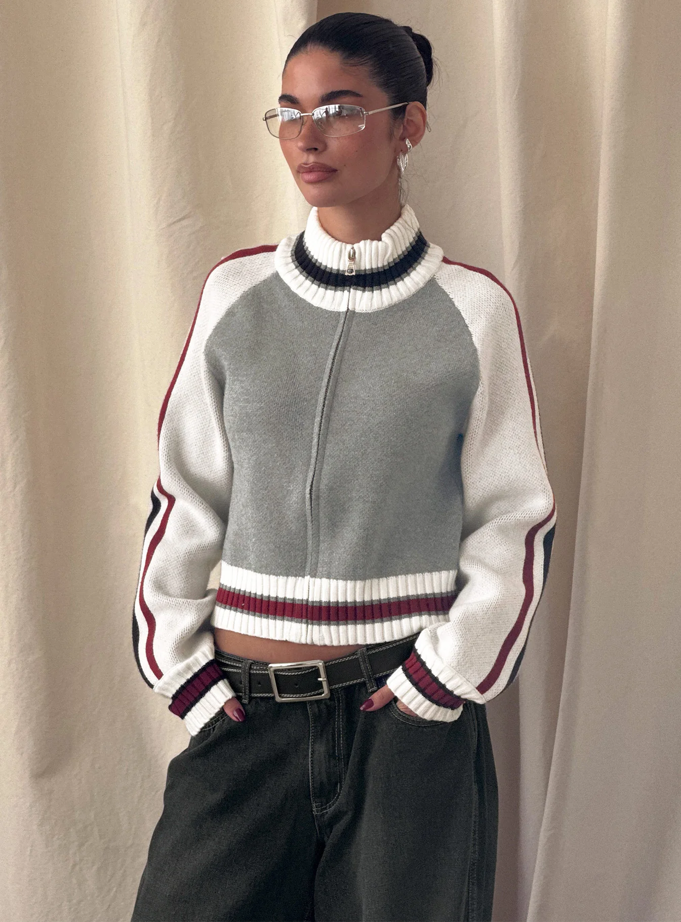 Tilar Knit Jacket Grey Multi