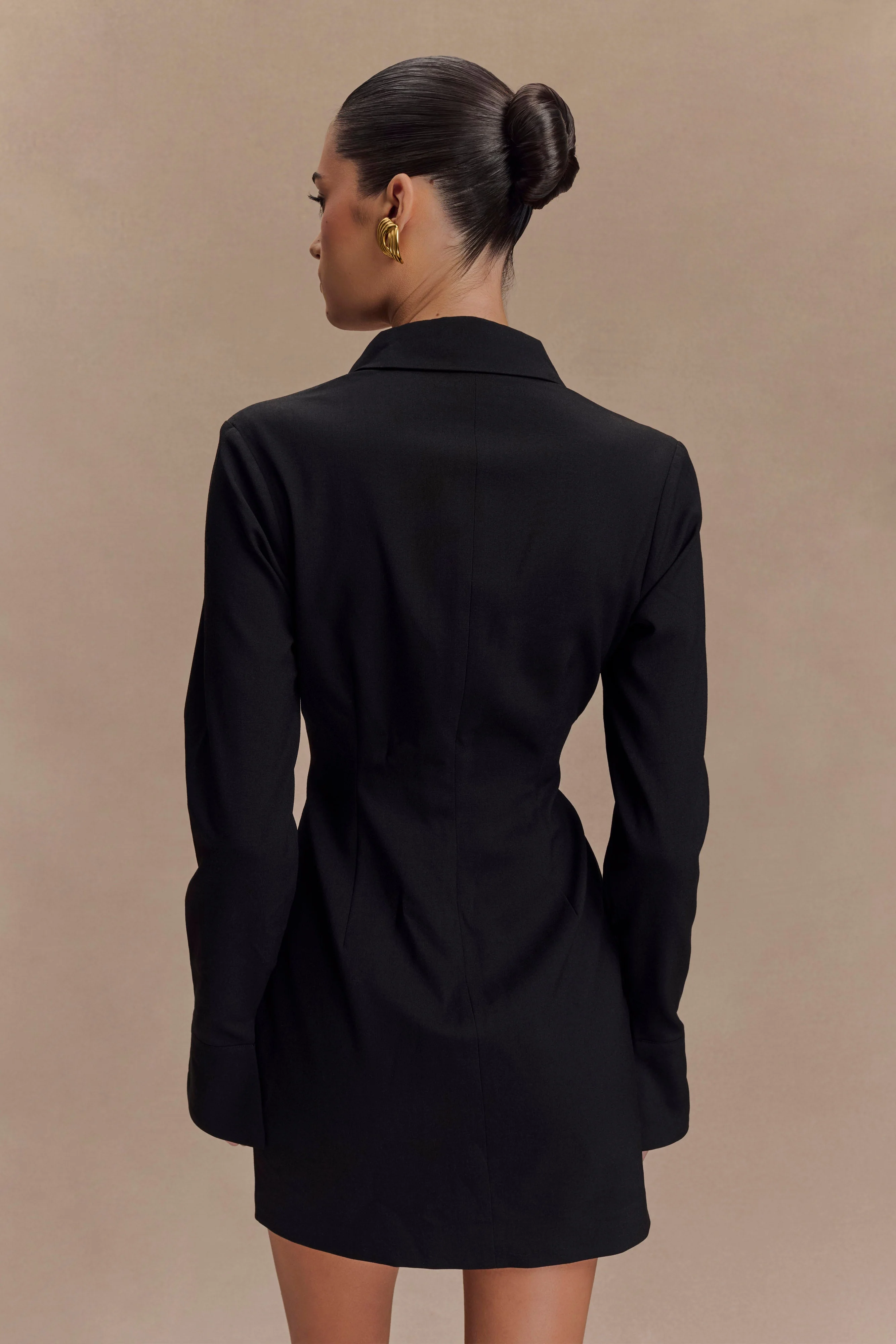 Dorian Fitted Shirt Mini Dress - Black