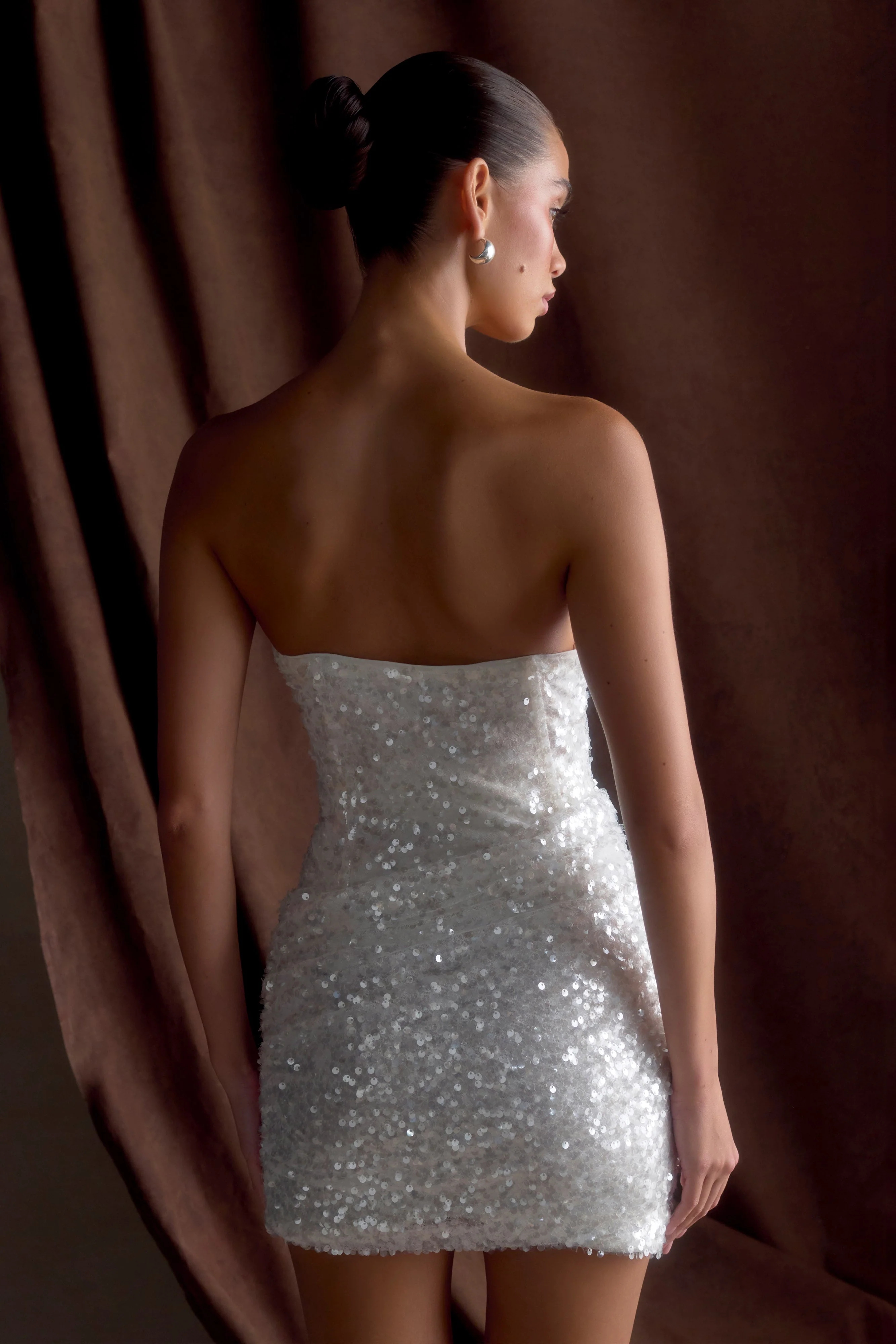 Nala Strapless Sequin Mini Dress - White