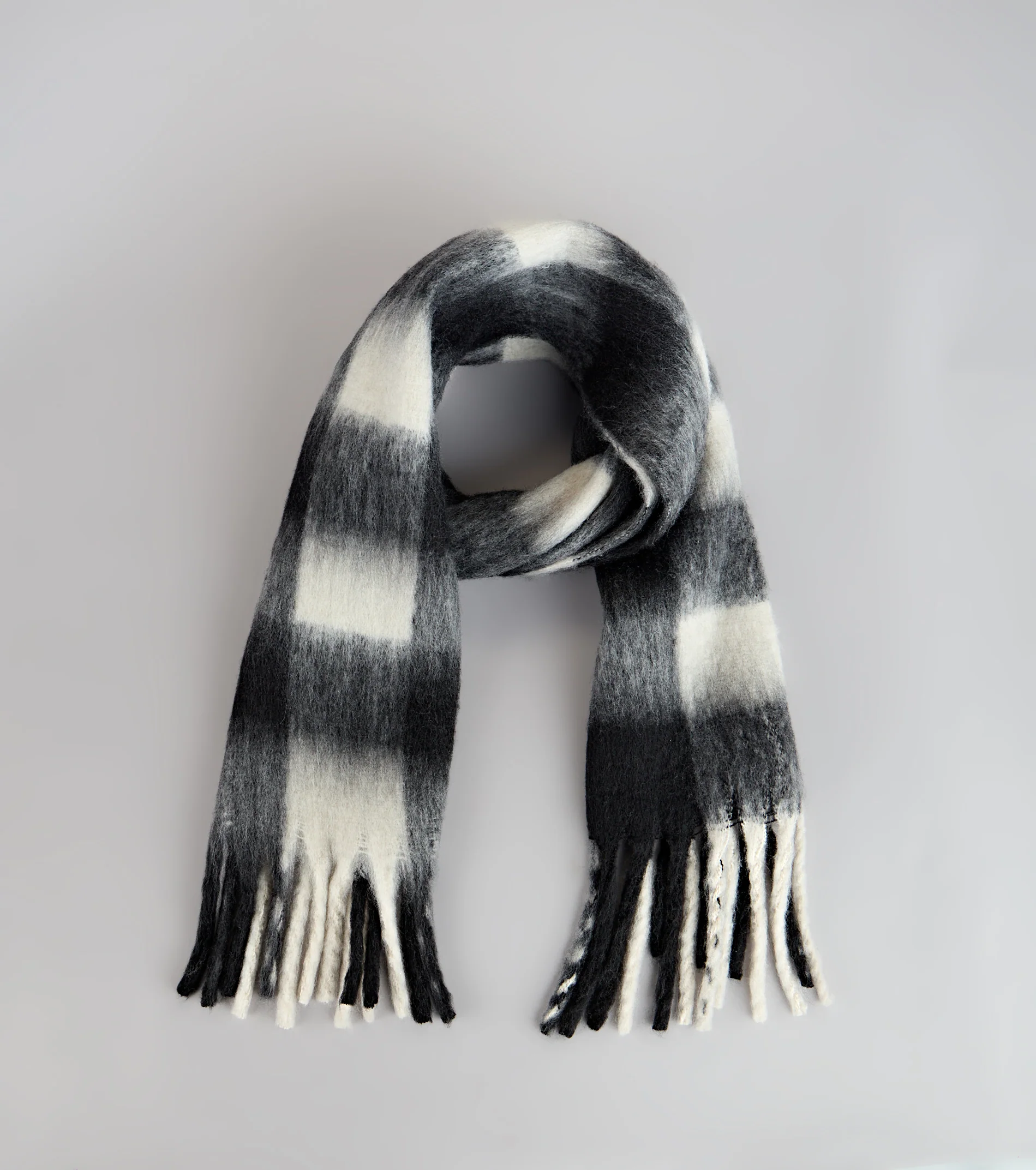 Cozy Moment Plaid Fringe Scarf