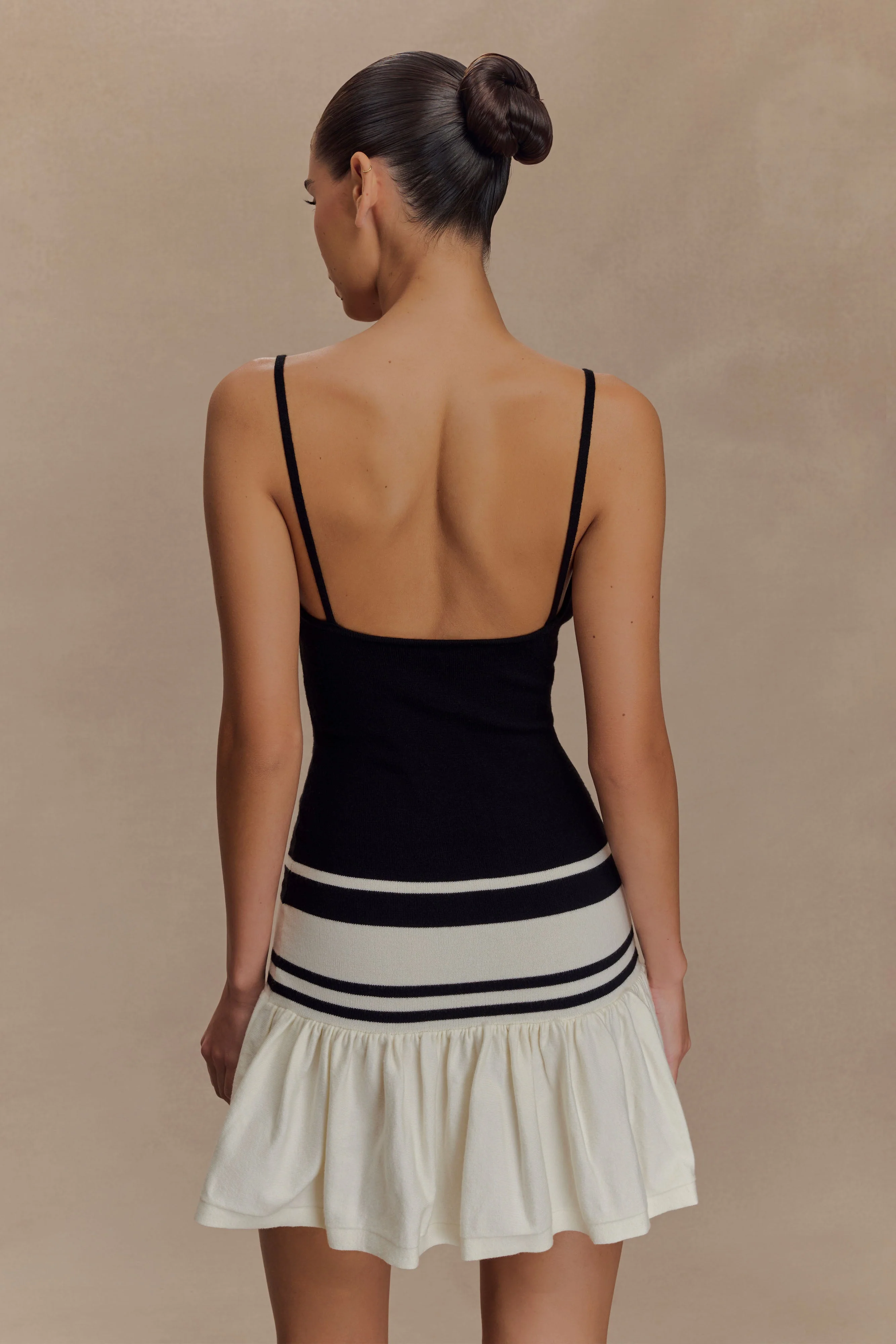 Ellison Contrast Knit Mini Dress - Black/White