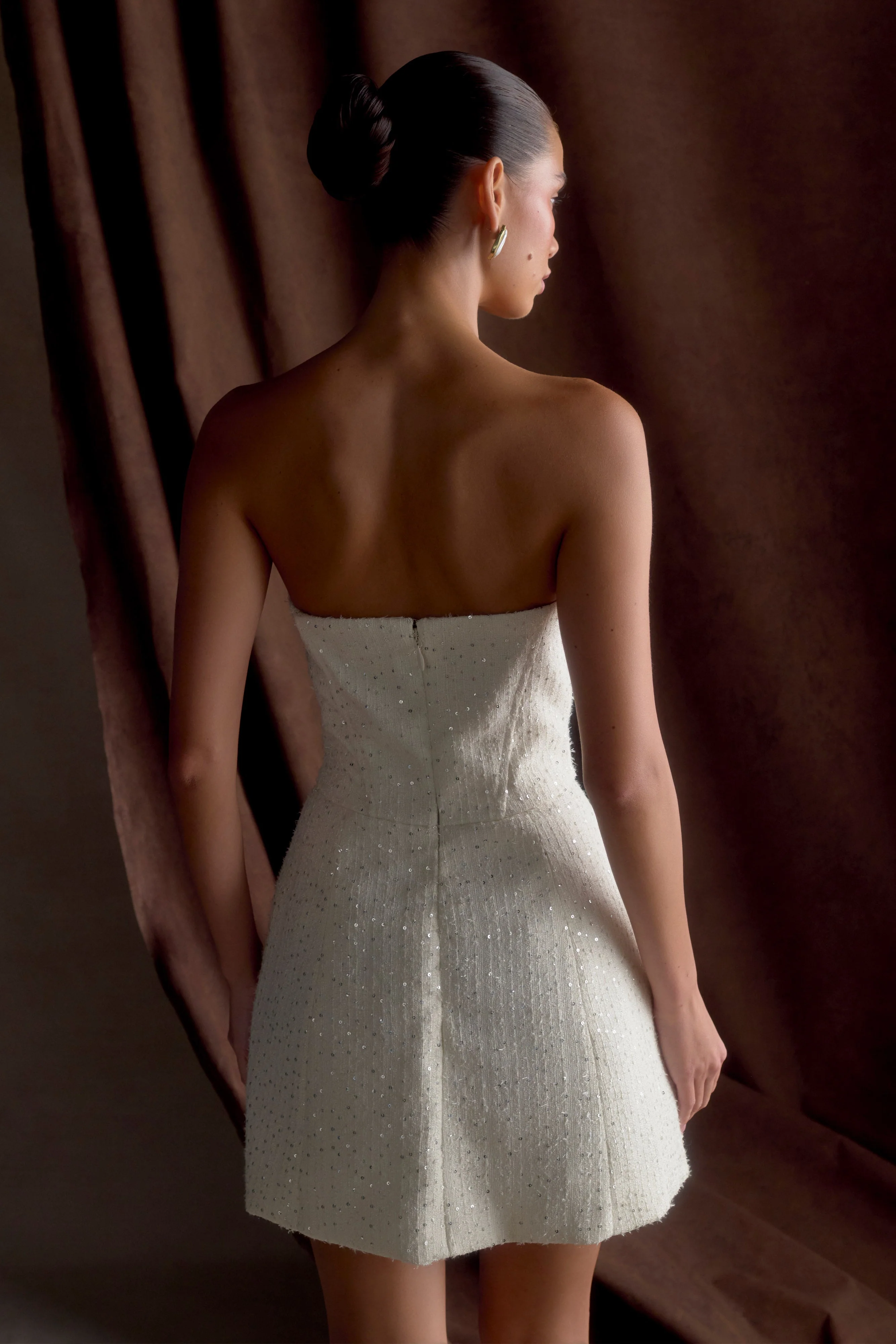 Lorrie Tweed Corset Mini Dress - White