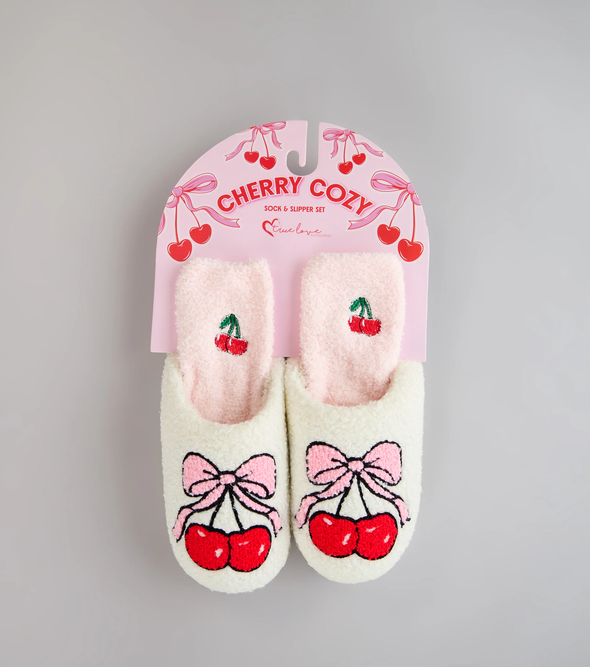 Cozy Cherry Crush Slipper And Socks Set