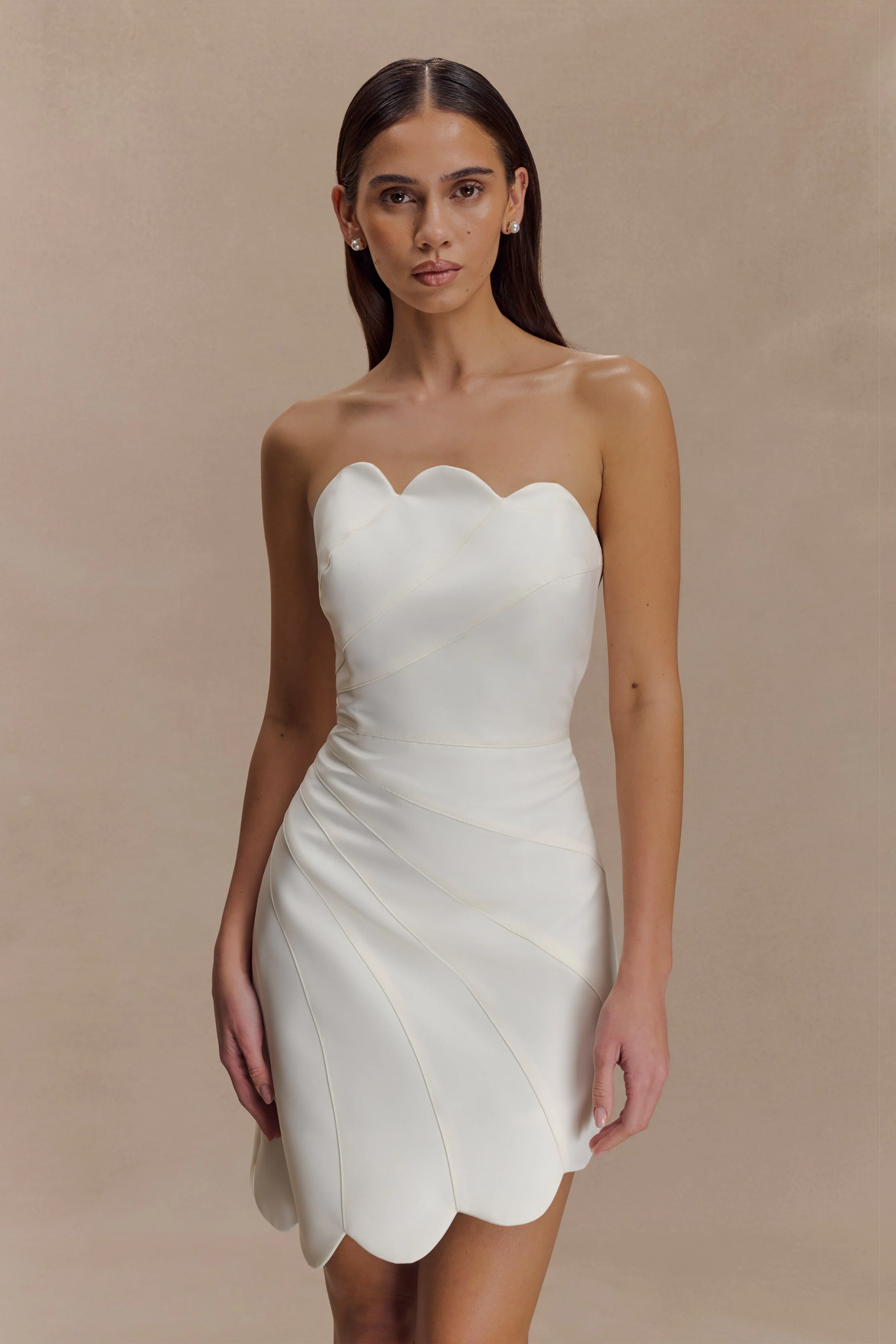 Atenea Satin Mini Dress - White