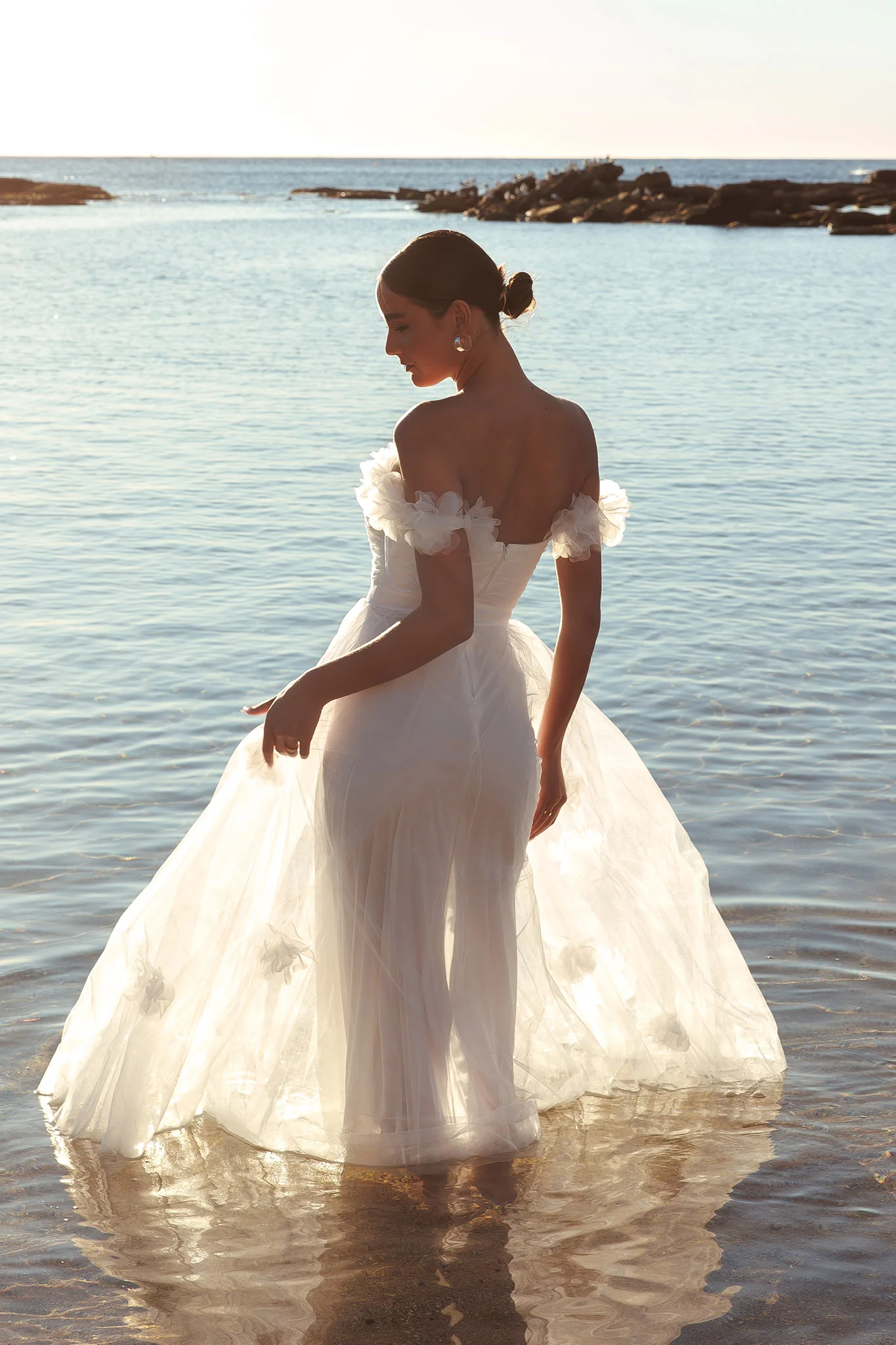 Good Things Tulle Rosette Maxi Dress Ivory