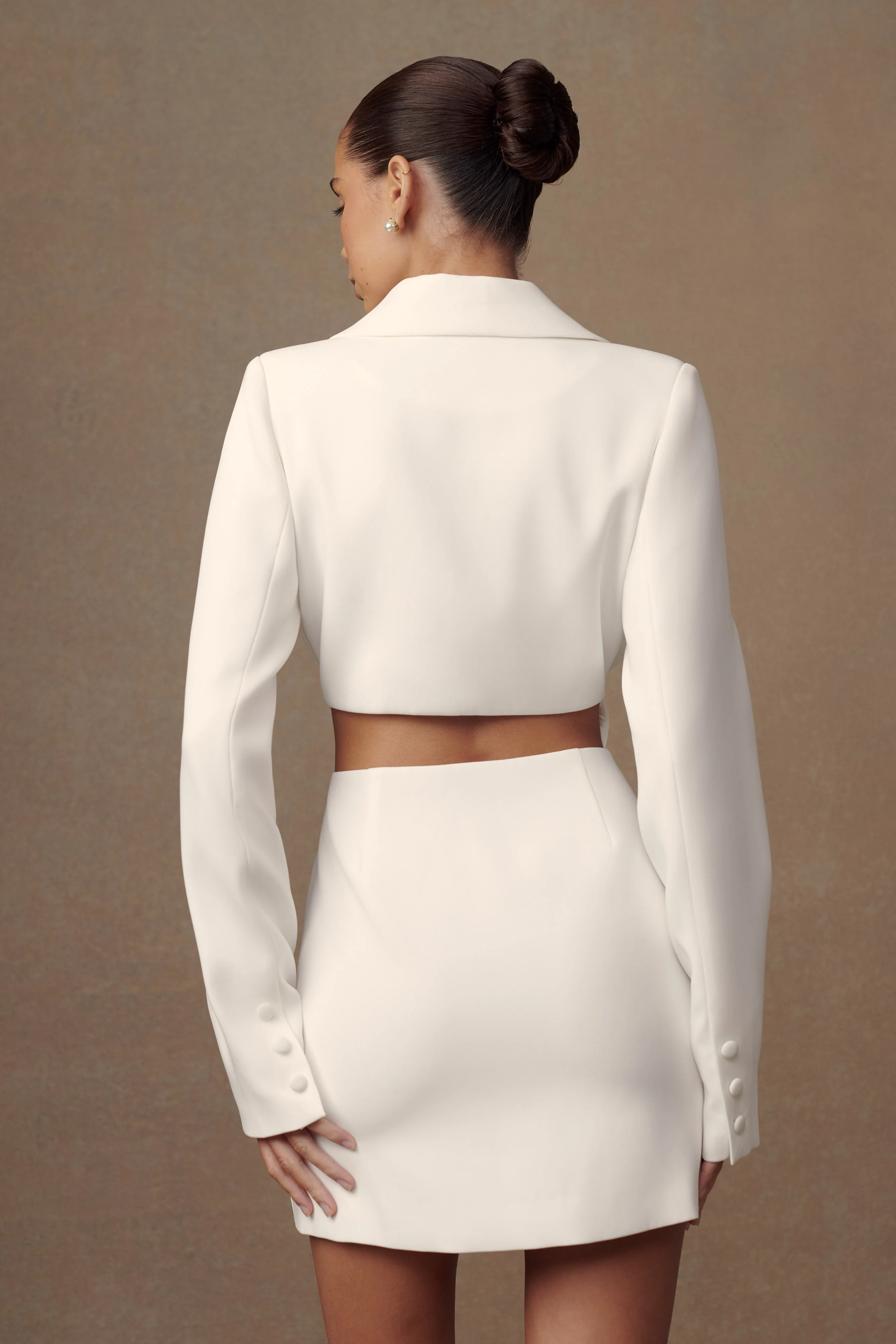 Trinity Crepe Blazer Dress - White