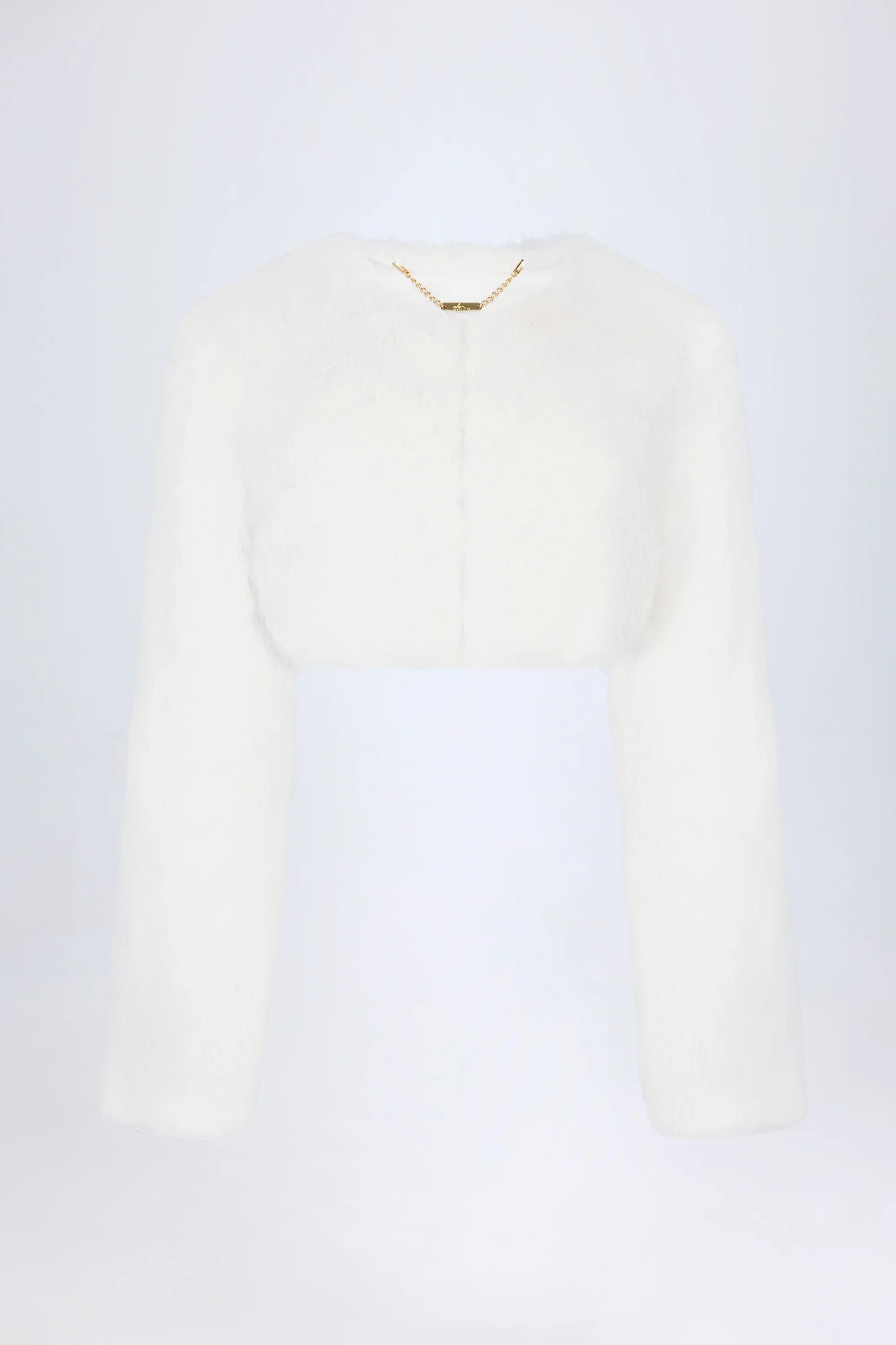Faux Fur Cropped Bolero in White