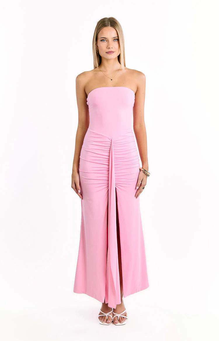 Danielle Pink Strapless Maxi Dress