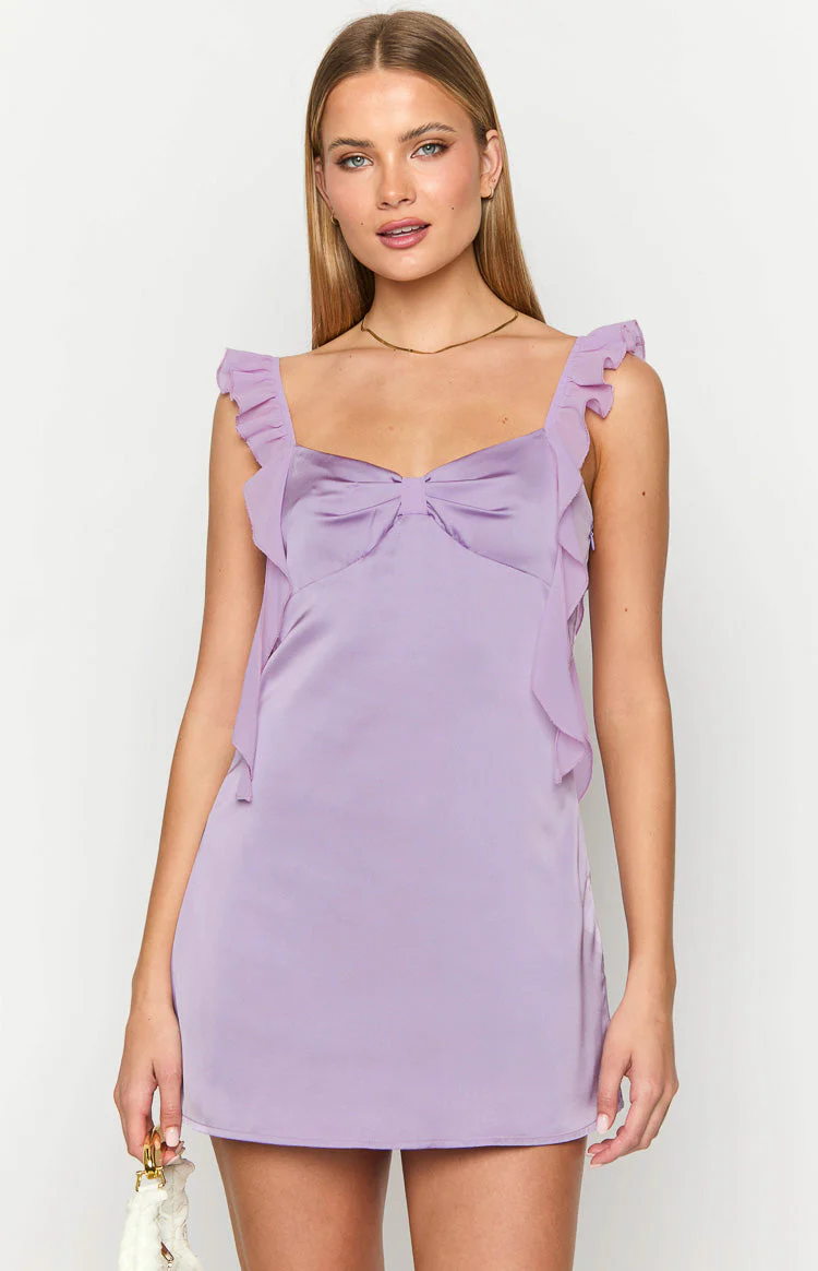 Joyce Lilac Satin Mini Dress