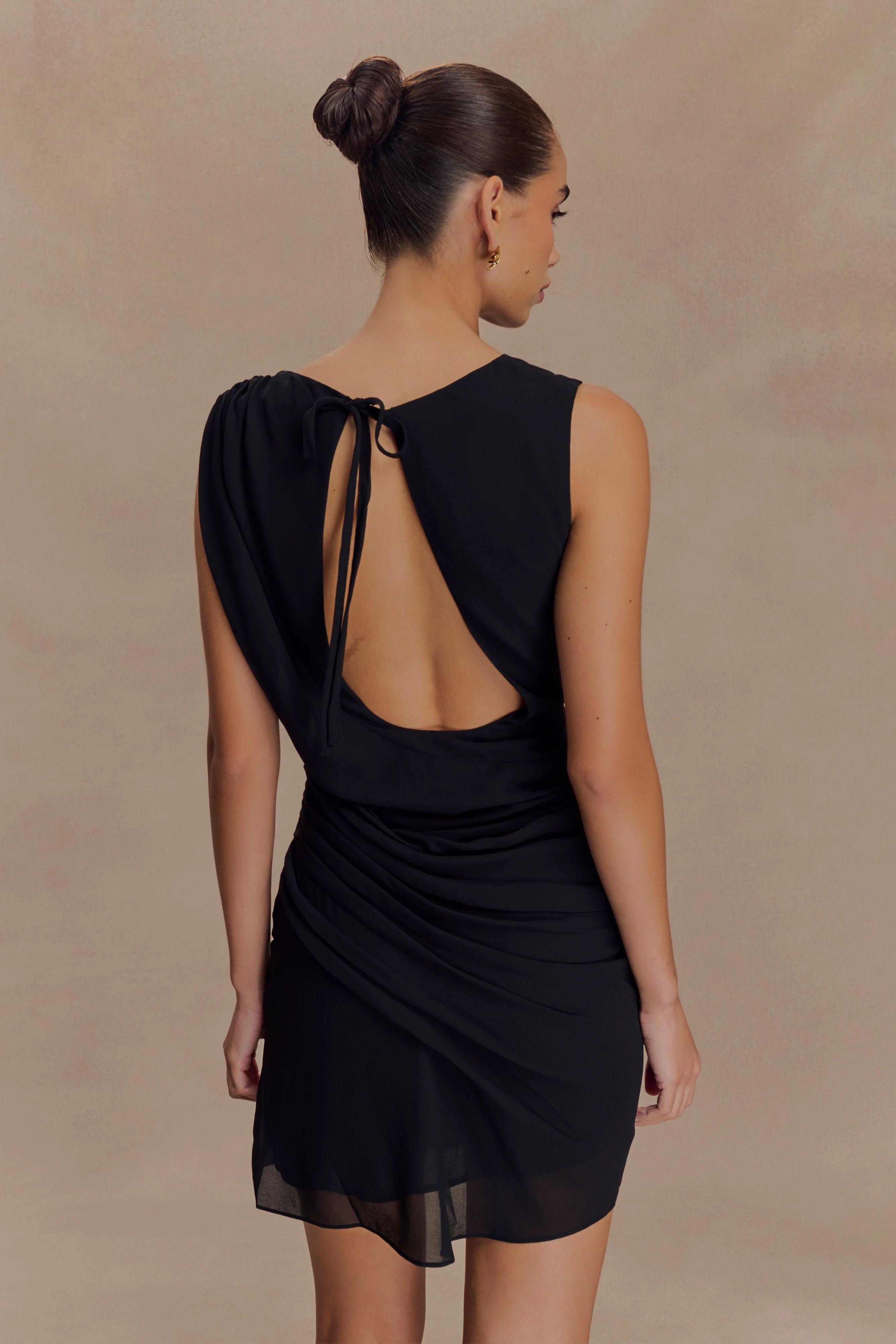 Oria Chiffon Mini Dress - Black