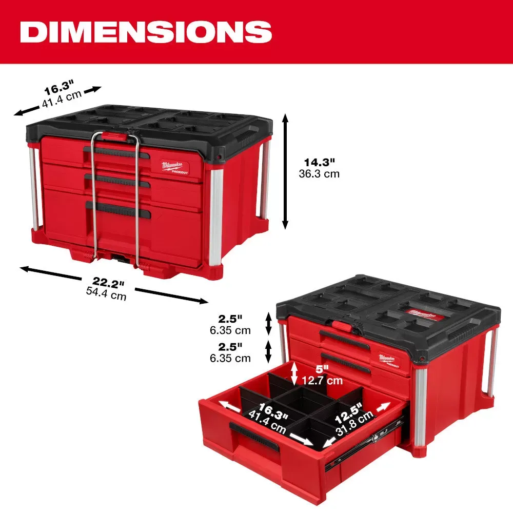 Milwaukee Pre-Sale Pre-Sale 48-22-8447 PACKOUT Multi-Depth 3-Drawer Tool Box
