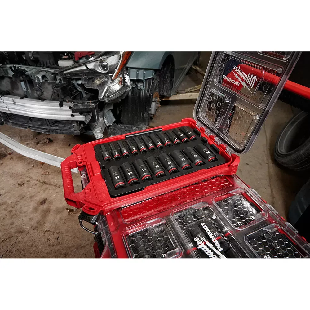Milwaukee 49-66-6801 SHOCKWAVE 3/8” Impact Duty Socket MM PACKOUT Set - 19 PC