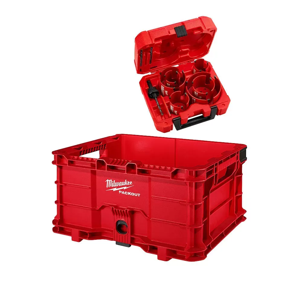 Milwaukee 48-22-8440G PACKOUT Crate w/ 10 PC Big Hawg Hole Carbide Saw Kit