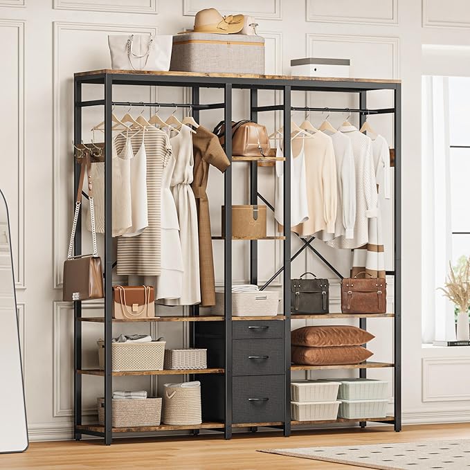 Freestanding Garment Racks with 3 drawers